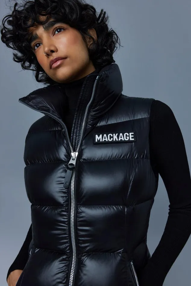 Light Down Jackets Women Mackage CHAYA Lustrous Light Down Vest For Ladies Black Light Down Jackets Women Mackage CHAYA Lustrous Light Down Vest For Ladies Black