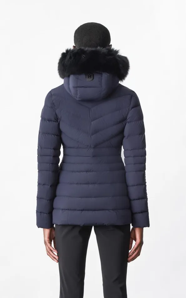 Light Down Jackets Women Mackage PATSY Agile 360 Down Jacket With Blue Fox Fur Cream
