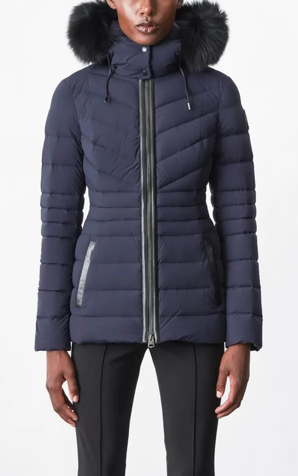 Light Down Jackets Women Mackage PATSY Agile 360 Down Jacket With Blue Fox Fur Cream