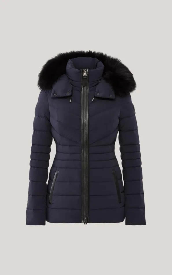 Light Down Jackets Women Mackage PATSY Agile 360 Down Jacket With Blue Fox Fur Cream