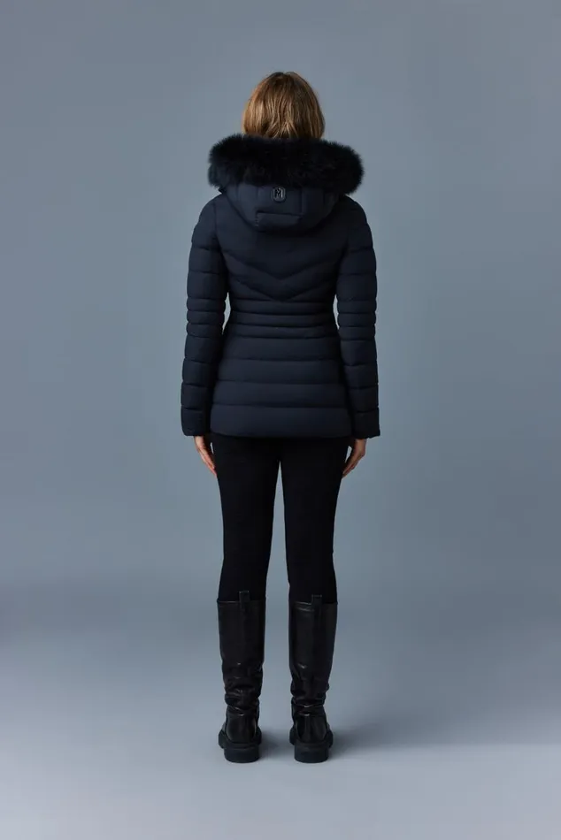 Light Down Jackets Women Mackage PATSY Agile 360 Down Jacket With Blue Fox Fur Cream