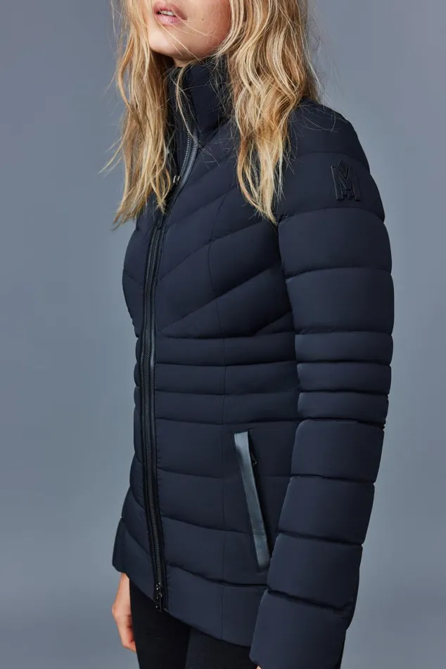 Light Down Jackets Women Mackage PATSY Agile 360 Down Jacket With Blue Fox Fur Cream