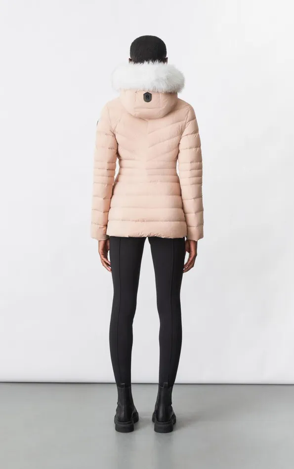 Light Down Jackets Women Mackage PATSY Agile 360 Down Jacket With Blue Fox Fur Cream