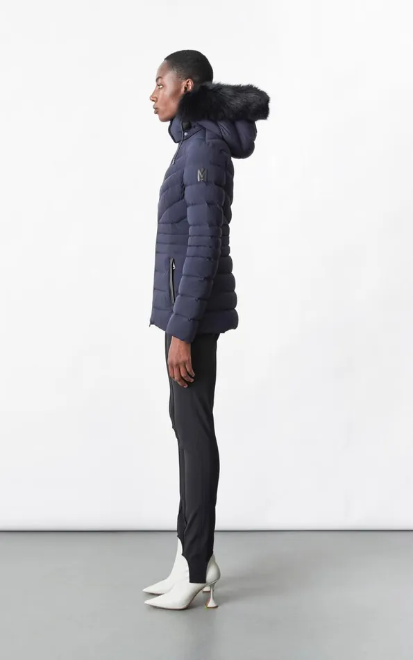 Light Down Jackets Women Mackage PATSY Agile 360 Down Jacket With Blue Fox Fur Cream