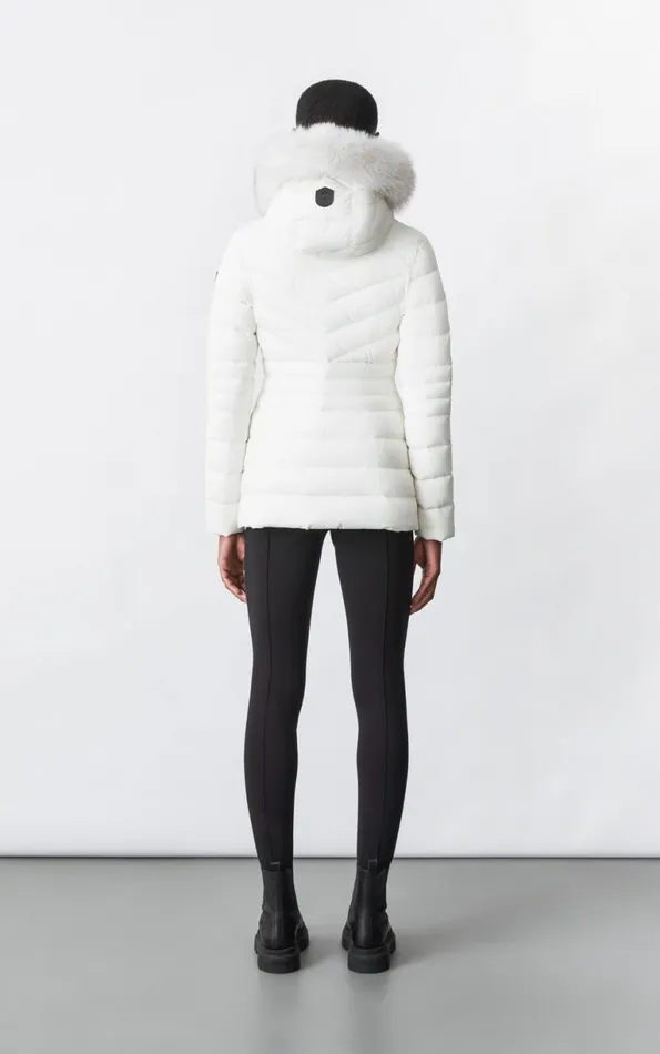 Light Down Jackets Women Mackage PATSY Agile 360 Down Jacket With Blue Fox Fur Cream