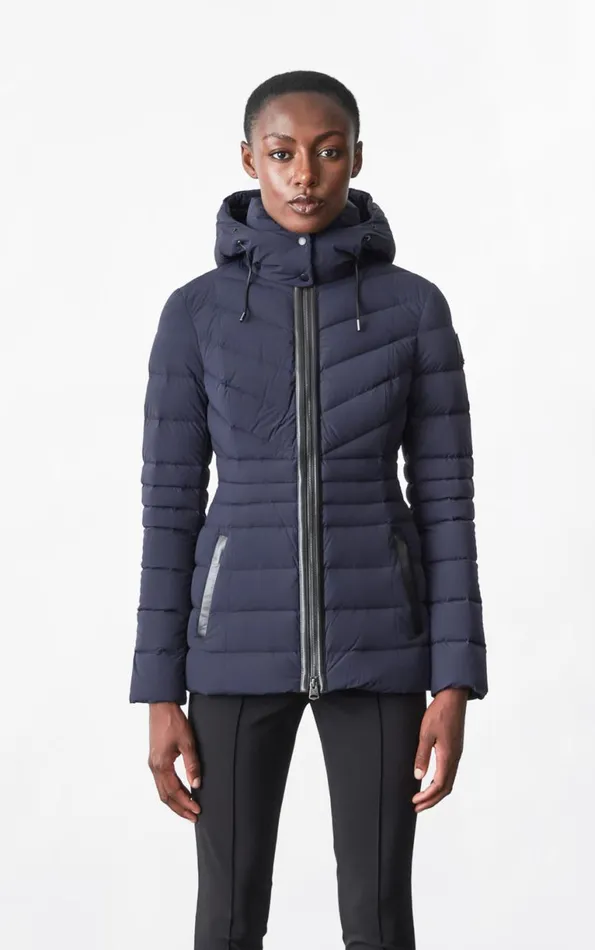 Light Down Jackets Women Mackage PATSY Agile 360 Down Jacket With Blue Fox Fur Cream
