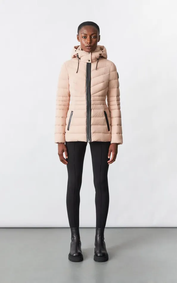 Light Down Jackets Women Mackage PATSY Agile 360 Down Jacket With Blue Fox Fur Cream
