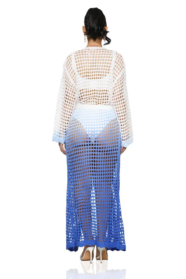 Lilly039s Kloset Cardigans and Sweaters Women Ocean Views Swimsuit Cover Up Kimono Blue FINAL SALE
