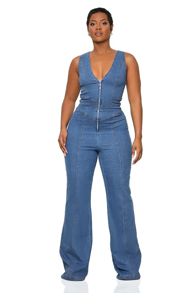 Lilly039s Kloset Denim Women So Groovy Denim Jumpsuit FINAL SALE