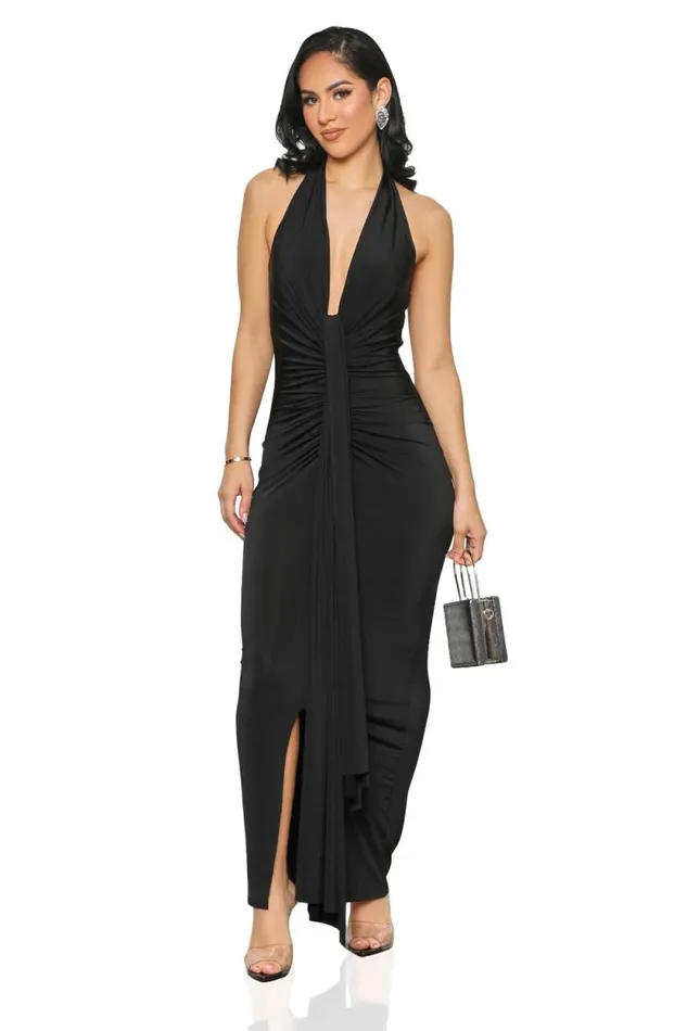 Lilly039s Kloset Dresses Women Cosmopolitan Deep Plunge Dress BlackFINAL SALE