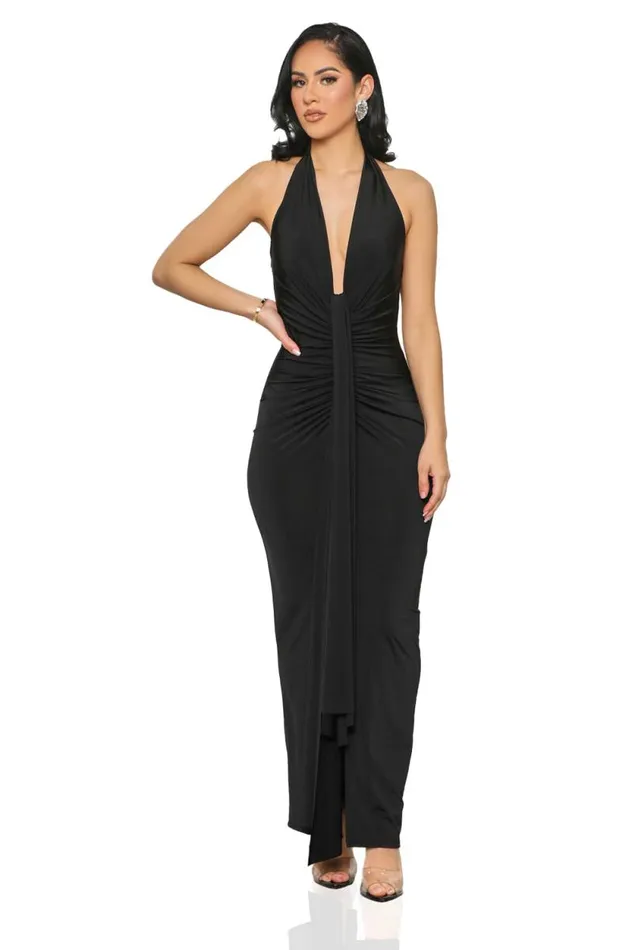 Lilly039s Kloset Dresses Women Cosmopolitan Deep Plunge Dress BlackFINAL SALE