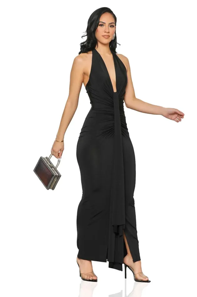 Lilly039s Kloset Dresses Women Cosmopolitan Deep Plunge Dress BlackFINAL SALE