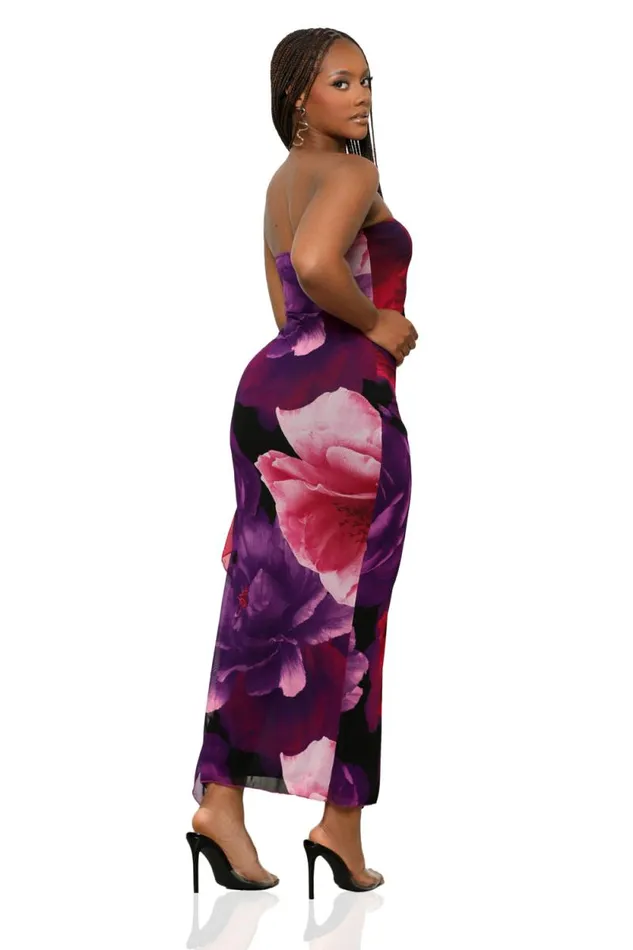 Lilly039s Kloset Dresses Women Dark Romance High Slit Dress Purple Multi