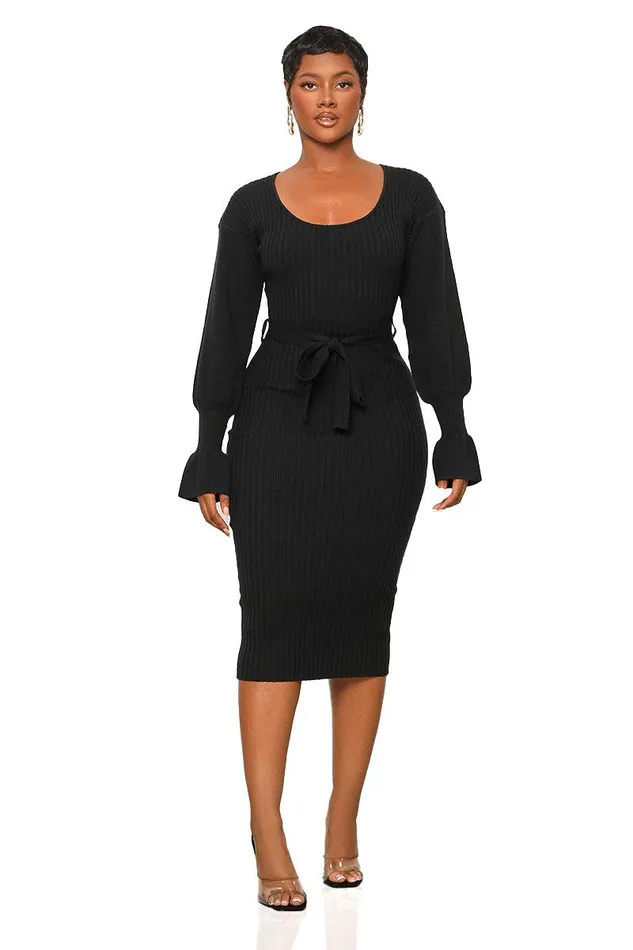 Lilly039s Kloset Dresses Women Scoop Me Away Sweater Dress Black FINAL SALE