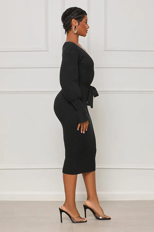 Lilly039s Kloset Dresses Women Scoop Me Away Sweater Dress Black FINAL SALE