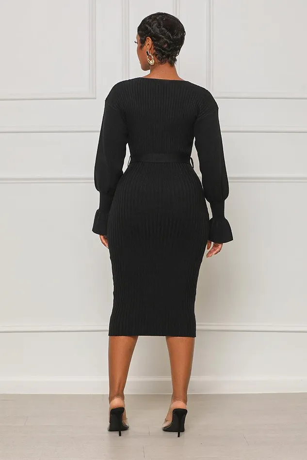 Lilly039s Kloset Dresses Women Scoop Me Away Sweater Dress Black FINAL SALE