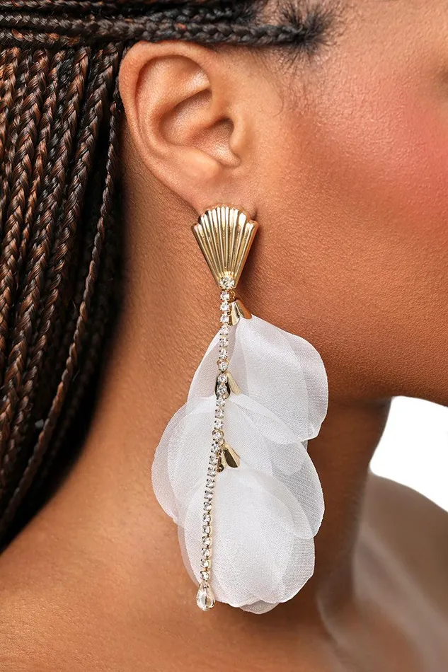 Lilly039s Kloset Jewelry Women Petal Drop Earrings White