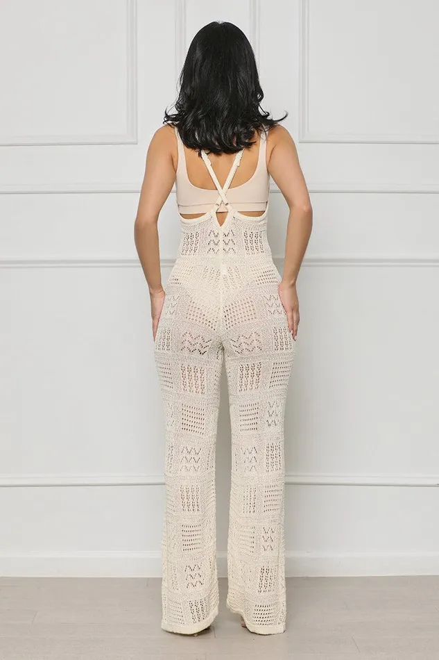 Lilly039s Kloset Jumpsuits and Rompers Women Island Escape Crochet Jumpsuit Cream FINAL SALE