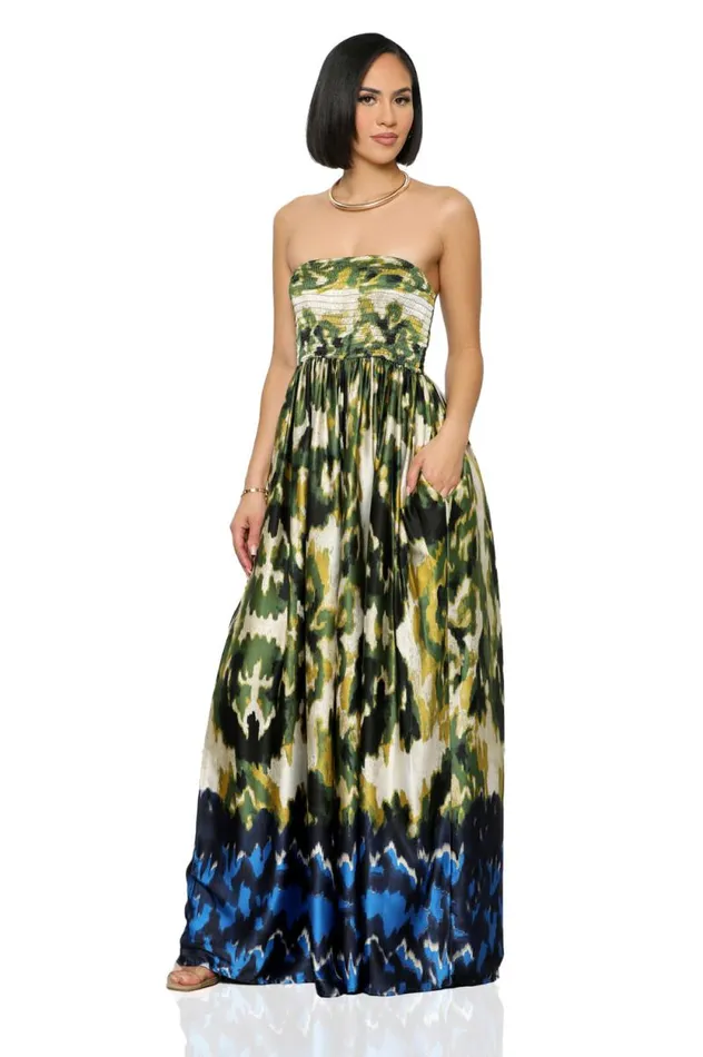 Lilly039s Kloset Jumpsuits and Rompers Women She Flows Wide Leg Jumpsuit Green MultiFINAL SALE