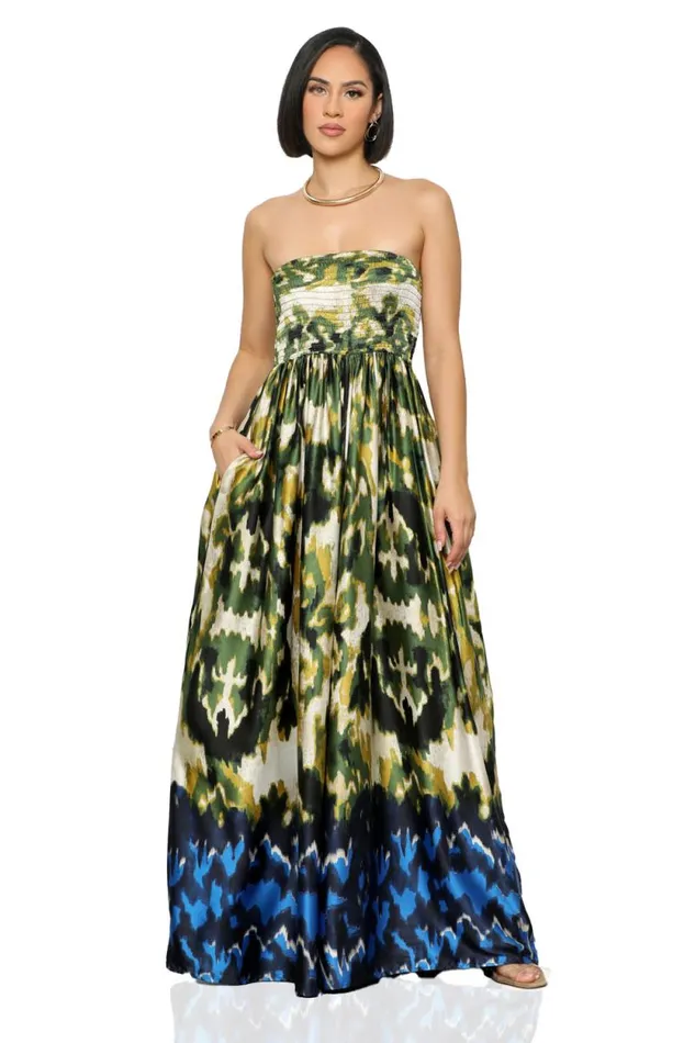 Lilly039s Kloset Jumpsuits and Rompers Women She Flows Wide Leg Jumpsuit Green MultiFINAL SALE