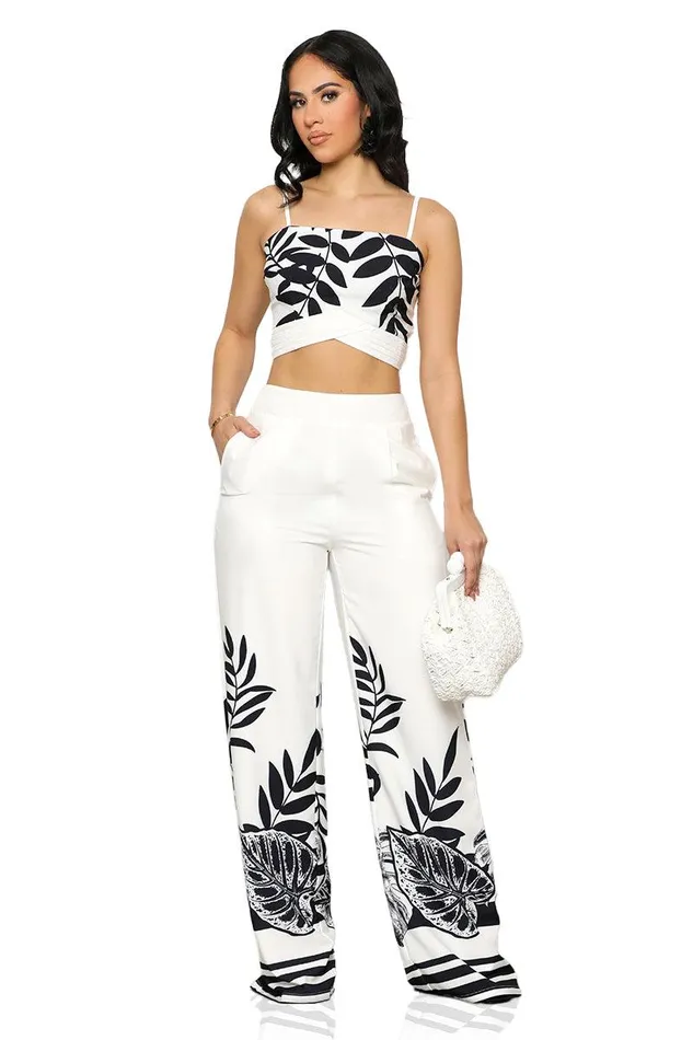 Lilly039s Kloset Sets Women Go With The Flow Pants Set Black and WhiteFINAL SALE