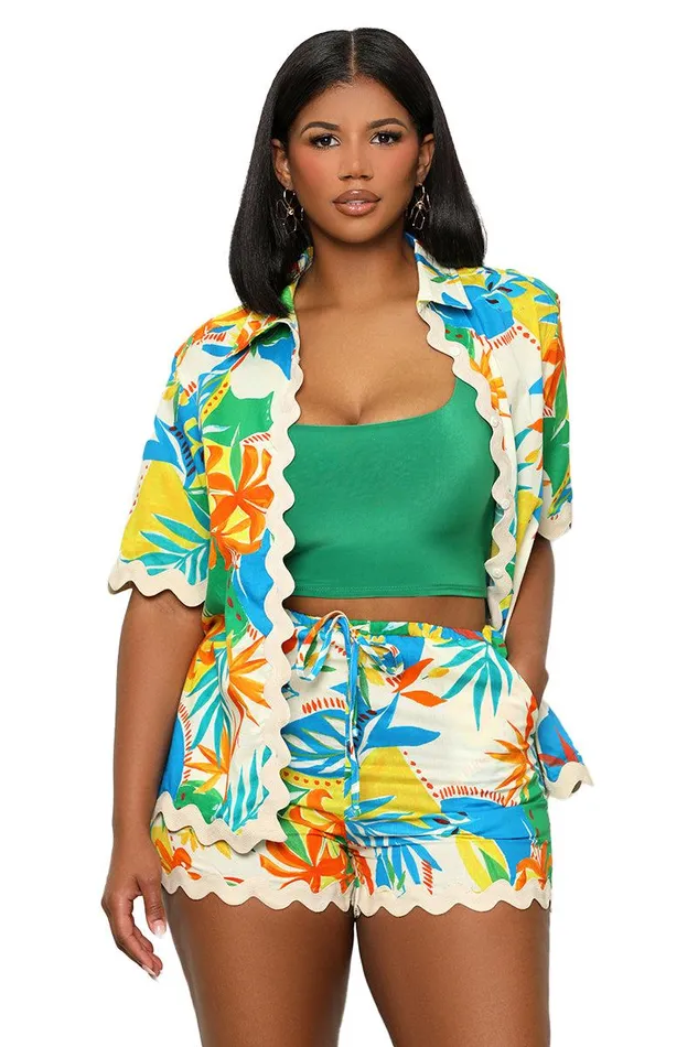 Lilly039s Kloset Sets Women Sunshine Tropical Short Set Yellow Multi