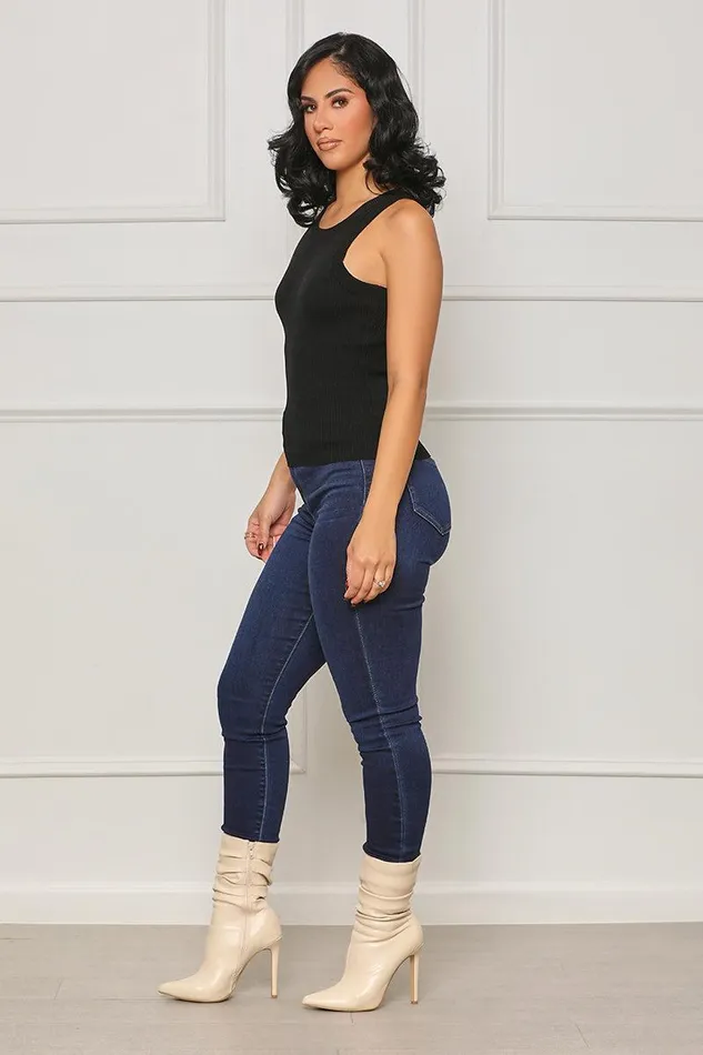 Lilly039s Kloset Tops Women Knit Me Ribbed Tank Top Black FINAL SALE