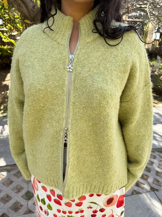 Lisa Says Gah Tops Women Gemma Zip Up Green Marble