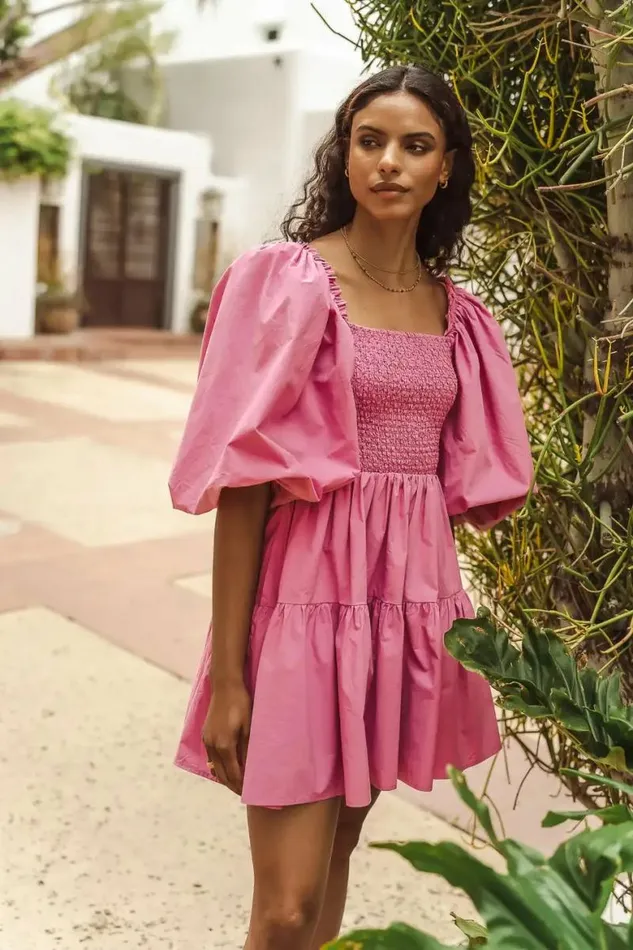 Litzy Mini Dress In Pink Pink Women Bohme Dresses