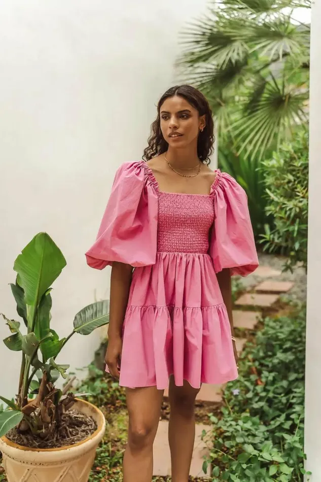 Litzy Mini Dress In Pink Pink Women Bohme Dresses