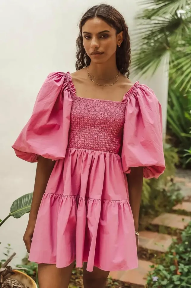 Litzy Mini Dress In Pink Pink Women Bohme Dresses