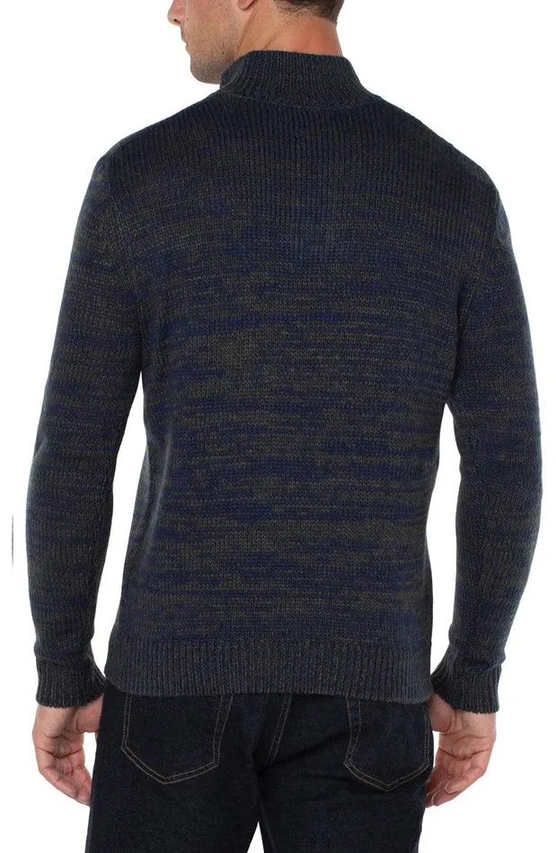 Liverpool Los Angeles BUTTON MOCK NECK SWEATER Navy Olive Multi Men SWEATERS