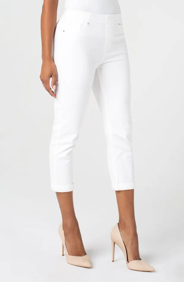 Liverpool Los Angeles CHLOE CROP ROLLED CUFF STRETCH Bright White Women CROPS