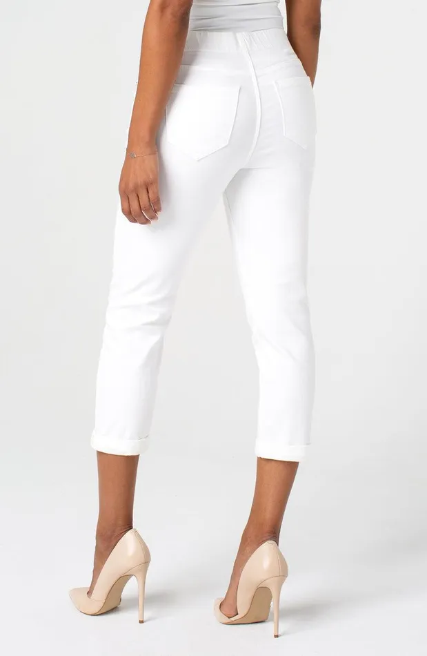 Liverpool Los Angeles CHLOE CROP ROLLED CUFF STRETCH Bright White Women CROPS