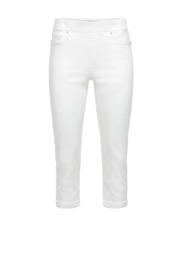 Liverpool Los Angeles CHLOE CROP ROLLED CUFF STRETCH Bright White Women CROPS