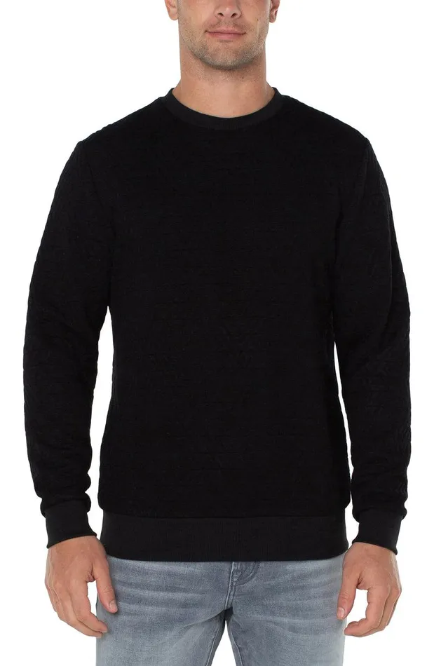 Liverpool Los Angeles DIAMOND PATTERN PULLOVER Black Men SWEATERS
