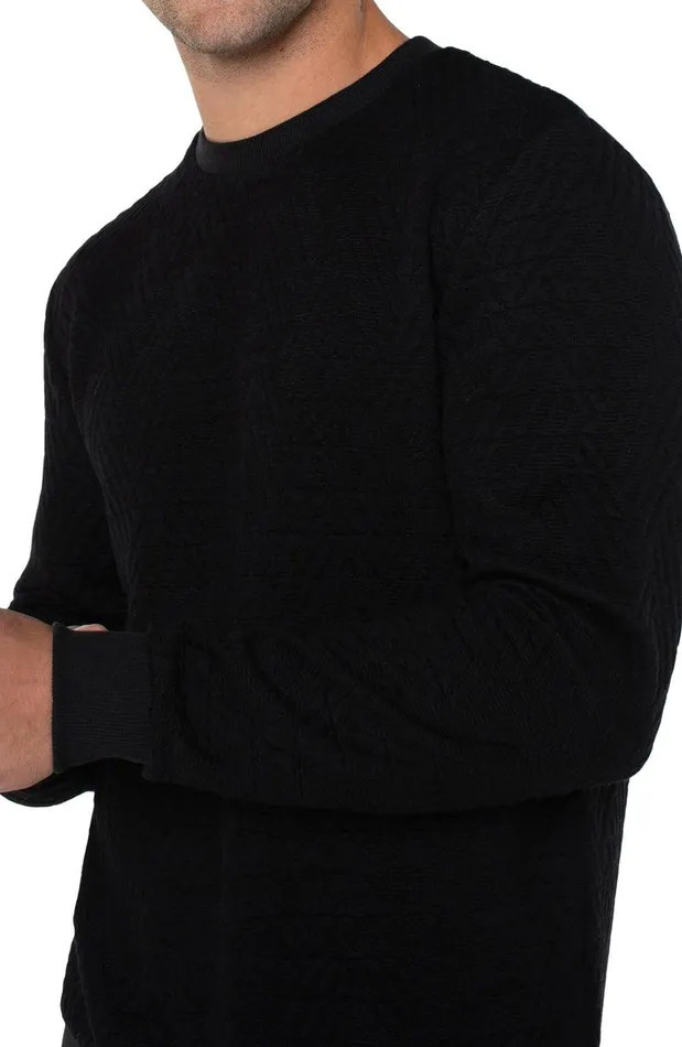 Liverpool Los Angeles DIAMOND PATTERN PULLOVER Black Men SWEATERS