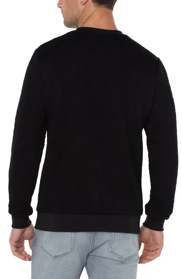 Liverpool Los Angeles DIAMOND PATTERN PULLOVER Black Men SWEATERS