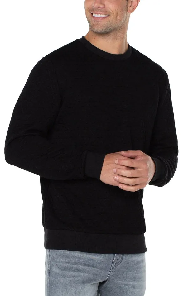 Liverpool Los Angeles DIAMOND PATTERN PULLOVER Black Men SWEATERS