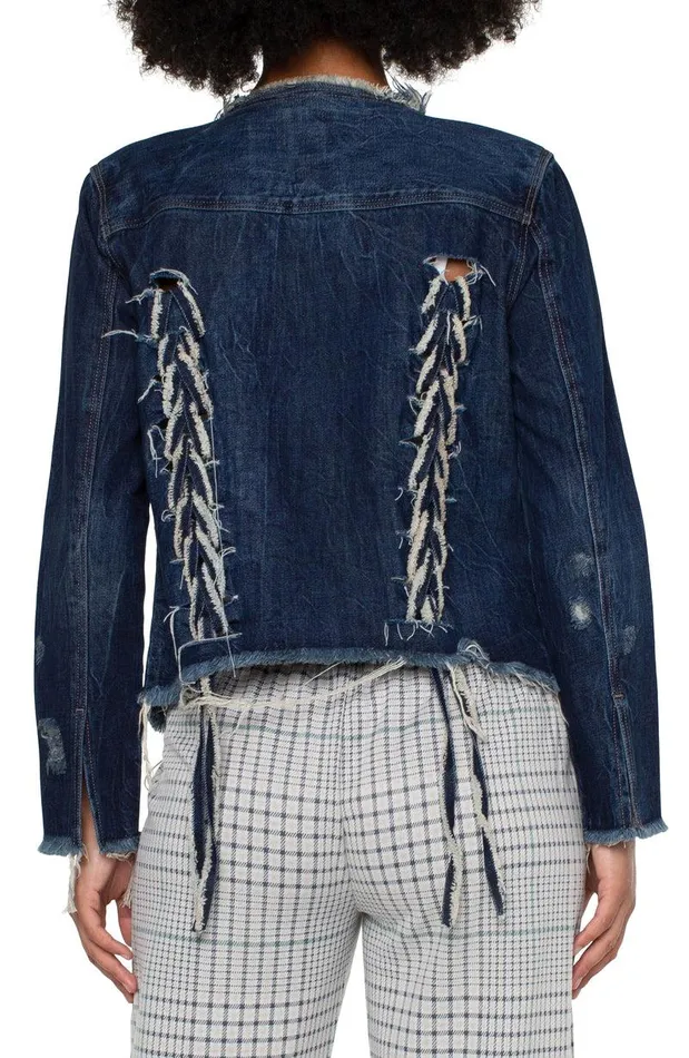 Liverpool Los Angeles LACE UP DENIM JACKET Davidson Women JEAN JACKETS