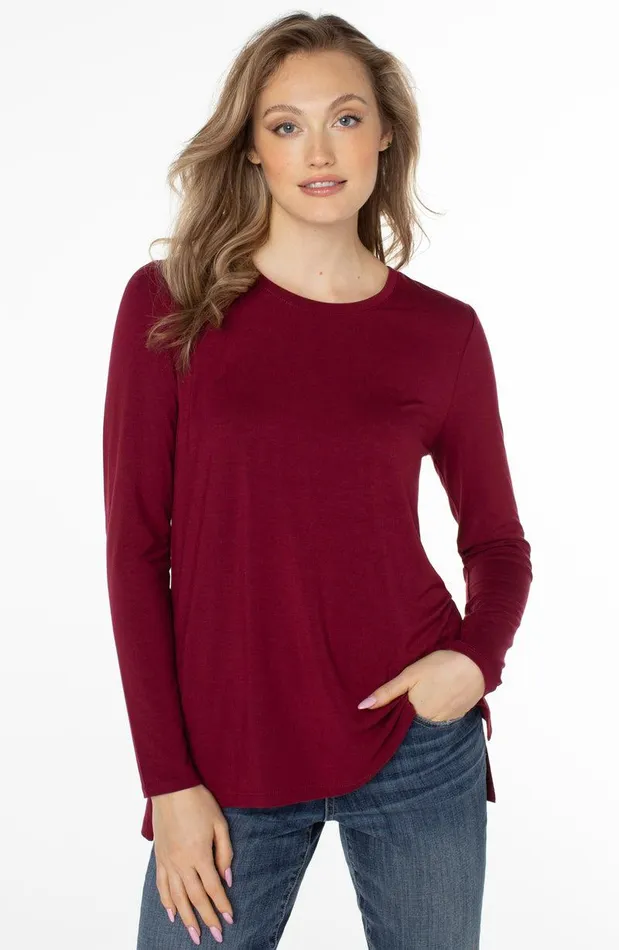 Liverpool Los Angeles LONG SLEEVE SCOOP NECK TEE Red Velvet Women TSHIRTS