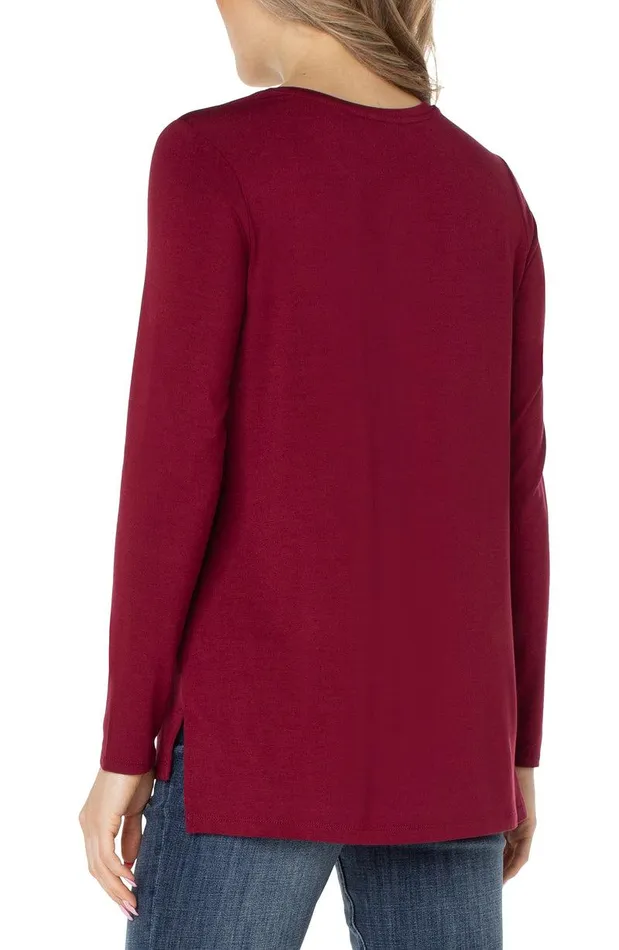 Liverpool Los Angeles LONG SLEEVE SCOOP NECK TEE Red Velvet Women TSHIRTS