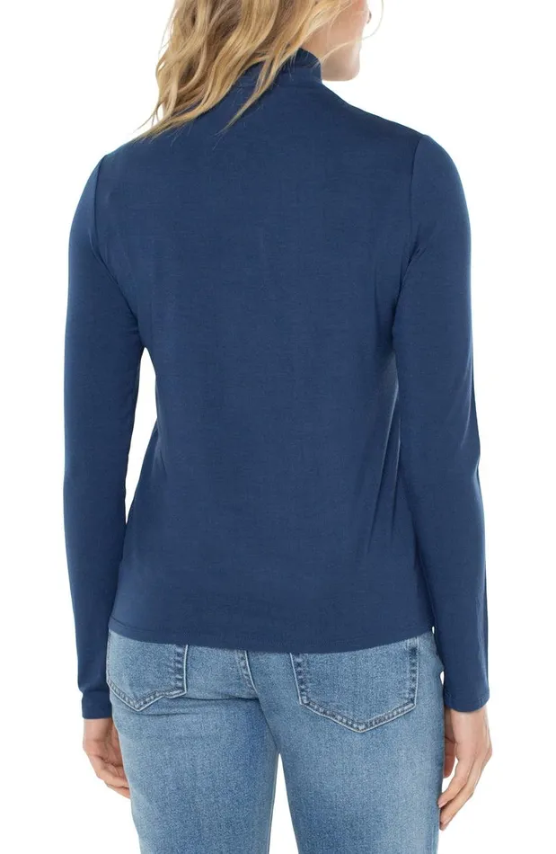 Liverpool Los Angeles MOCK NECK LONG SLEEVE KNIT TOP Night Sky Blue Women KNIT TOPS