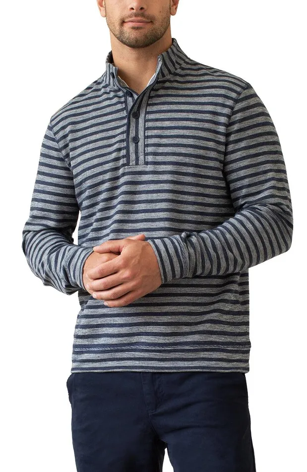 Liverpool Los Angeles MOCK NECK PULLOVER Indigo Stripe Men SWEATERS