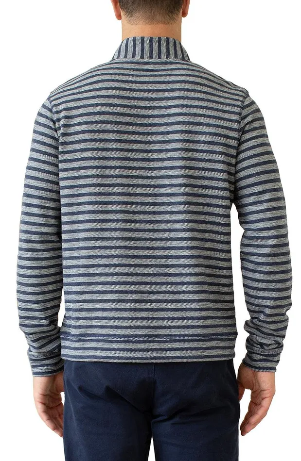 Liverpool Los Angeles MOCK NECK PULLOVER Indigo Stripe Men SWEATERS