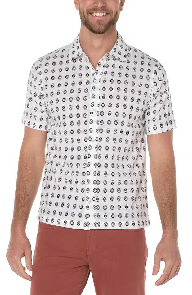 Liverpool Los Angeles PRINTED SHORT SLEEVE SHIRT Black Clay Multi Men BUTTON DOWNS