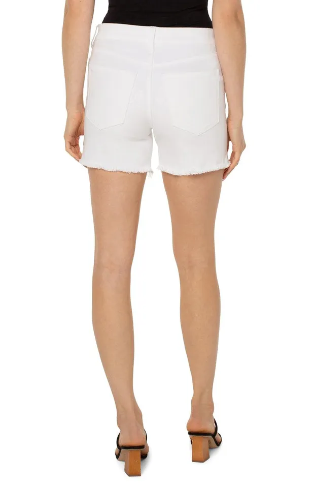Liverpool Los Angeles THE GIA GLIDER SHORT WITH FRAY HEM Bright White Women SHORTS