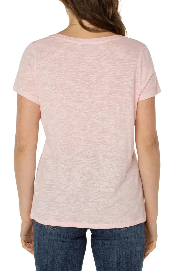Liverpool Los Angeles VNECK SLUB KNIT TEE Peony Women TSHIRTS