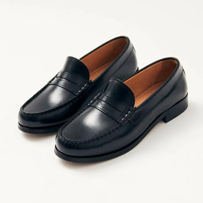 Loafers Women ALOHAS Rivet Black Leather Loafers