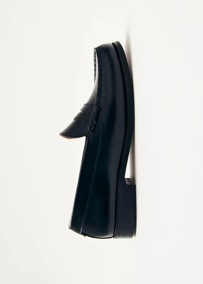 Loafers Women ALOHAS Rivet Black Leather Loafers